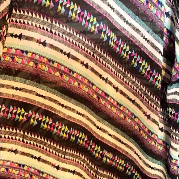 Cute Jessica Simpson Women's Plus Boho Tribal Print Fringe Kimono- 2x/3x/4x/5x - Picture 2 of 2